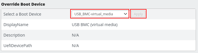 Настройка загрузочного устройства BMC